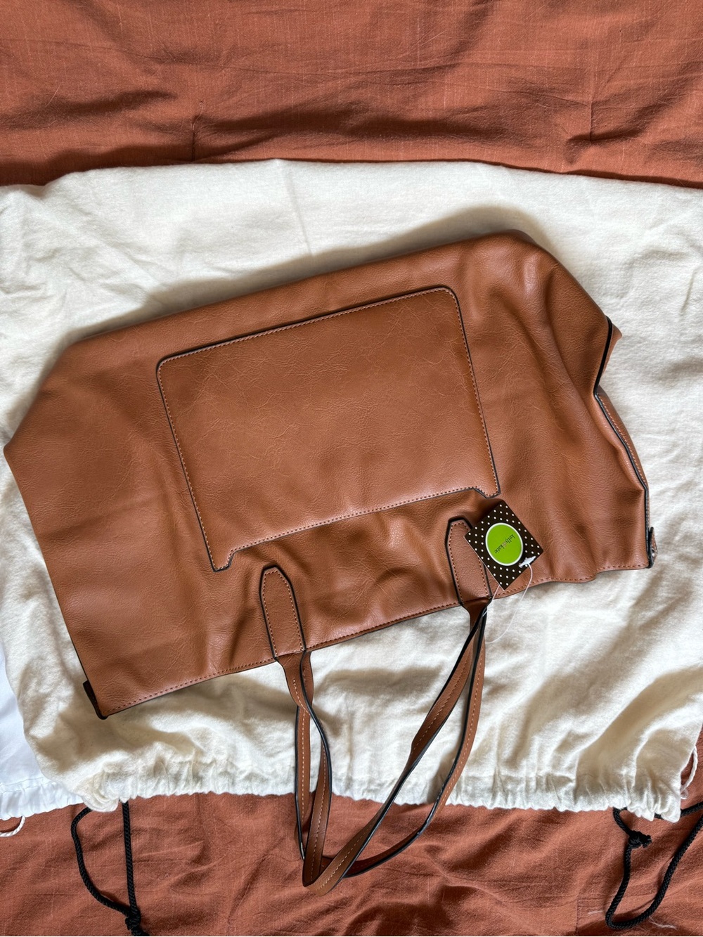 Kelly & Katie Cognac Tote Bag - Brown Faux Leather